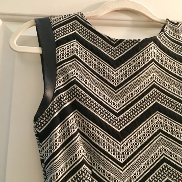 Bar III Black & White Dress w/ Black Leather - Picture 3 of 3